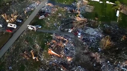 Drone captures aftermath of deadly tornado damage in Kentucky