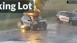 Lightning strikes parked police vehicle in Oklahoma