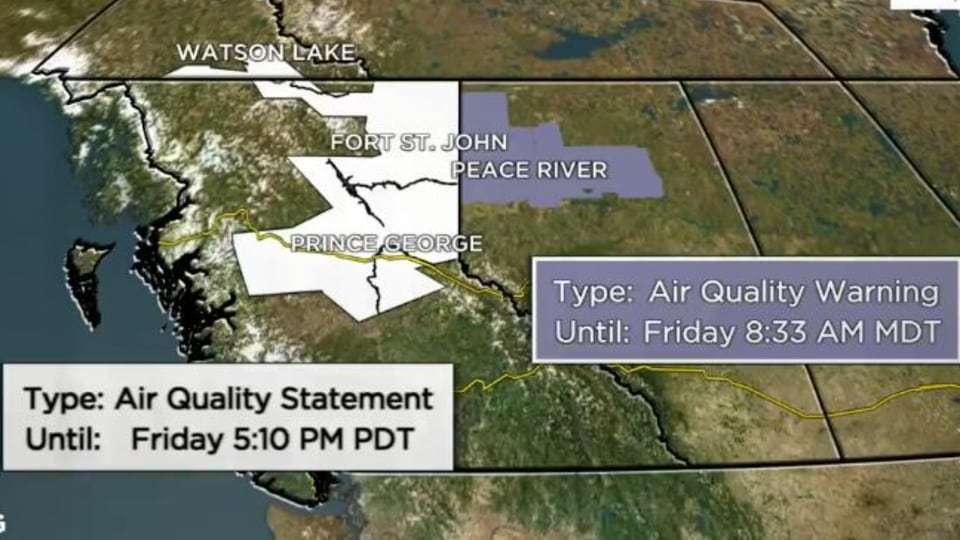 Air quality warnings in parts of western Canada, frost in Newfoundland