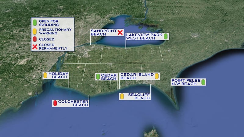 Colchester Beach closed, three under warning: WECHU